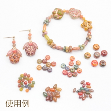 チェコ調ガラスビーズ そろばん型 チェコガラス風 アンティーク風 カラーランダム 約5×8mm（15ヶ）