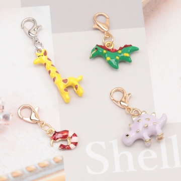 カニカン付きチャーム 海の生き物 恐竜 パンダ キリン アニマル 動物チャーム マスクチャーム ストラップチャーム（1ヶ）