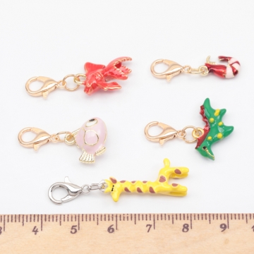 カニカン付きチャーム 海の生き物 恐竜 パンダ キリン アニマル 動物チャーム マスクチャーム ストラップチャーム（1ヶ）