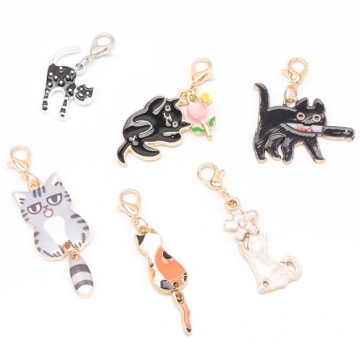 カニカン付きチャーム ネコ 猫 キャット クマ 熊 アニマル 動物 スマホチャーム マスクチャーム ストラップ （1ヶ）