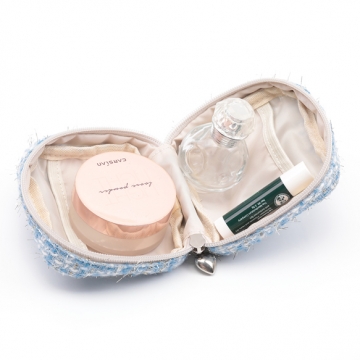 コスメポーチ スクエア 小型 ツイード生地 化粧ポーチ コスメバッグ ミニポーチ 小物入れ 約5×10×10cm（1ヶ）