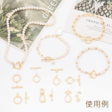 デザインマンテル オーバル 留め具 ネックレス ブレスレット 約13×21mm＆約21mm (2セット)