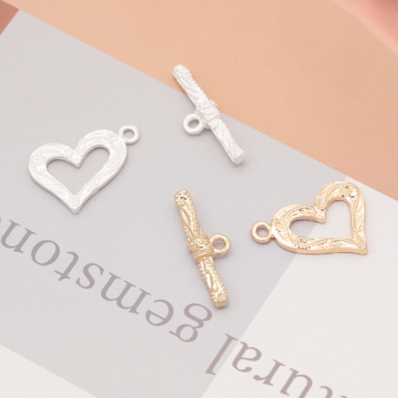 デザインマンテル ハート 留め具 ネックレス ブレスレット 約15×21mm＆約23mm (2セット)