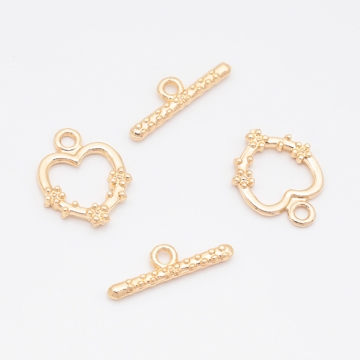 デザインマンテル ハート 花 留め具 ネックレス ブレスレット 約15×19mm＆約22mm (2セット)