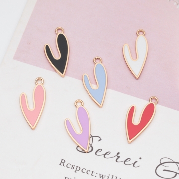エポチャーム ハート かわいい カン付き メタルチャーム 約10×22mm（4ヶ）
