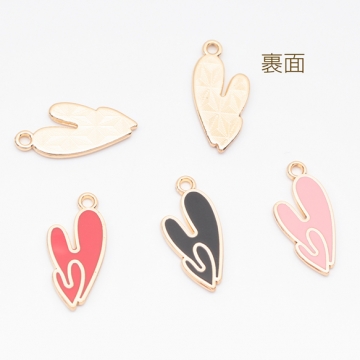 エポチャーム ハート ダブル ユニーク プレートチャーム メタルチャーム 約10×21mm（4ヶ）