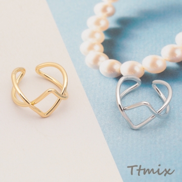 デザインリング クロス ウェーブ 指輪 メタル オープンリング 13号内径約17mm(幅約13mm)（1ヶ）