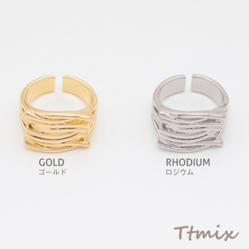 デザインリング 多層風 指輪 メタル オープンリング 13号内径約17mm(幅約14mm)（1ヶ）