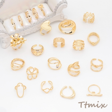 デザインリング 多層クロス 指輪 メタル オープンリング 13号内径約17mm(幅約25mm)（1ヶ）