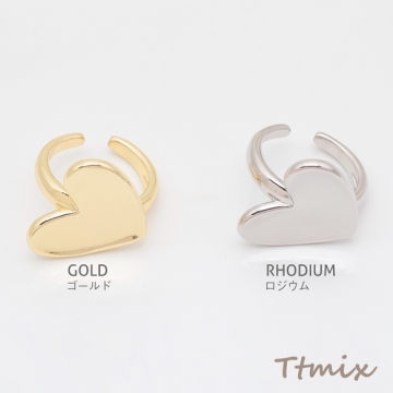 デザインリング 大きめハート 指輪 メタル オープンリング 15号内径約17.7mm(幅約23mm)（1ヶ）