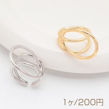 デザインリング 幾何学 指輪 メタル オープンリング 13号内径約17mm(幅約20mm)（1ヶ）