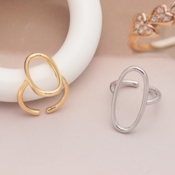 デザインリング オーバル 指輪 メタル オープンリング 10号内径約16mm(幅約27mm)（1ヶ）