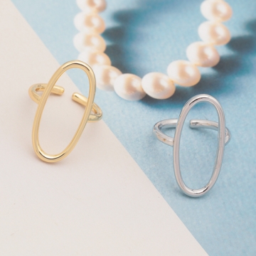 デザインリング オーバル 指輪 メタル オープンリング 10号内径約16mm(幅約27mm)（1ヶ）