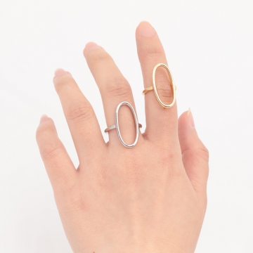 デザインリング オーバル 指輪 メタル オープンリング 10号内径約16mm(幅約27mm)（1ヶ）