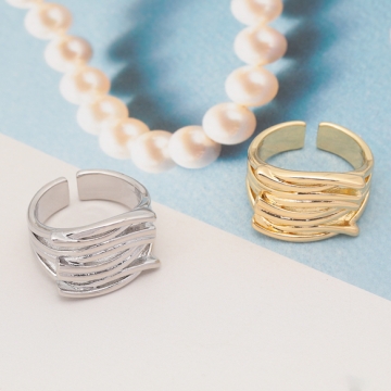 デザインリング 多層風 指輪 メタル オープンリング 13号内径約17mm(幅約14mm)（1ヶ）