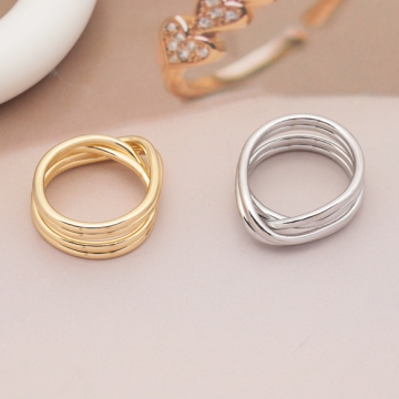 デザインリング 四連クロス 指輪 メタル オープンリング 13号内径約17mm(幅約9mm)（1ヶ）