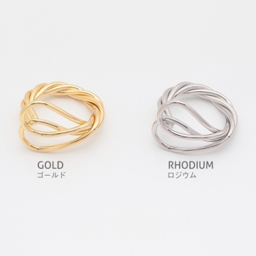 デザインリング 多層ツイスト 指輪 メタル オープンリング 14号内径約17.4mm(幅約17mm)（1ヶ）