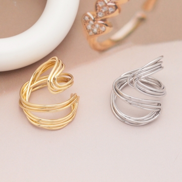 デザインリング 多層クロス 指輪 メタル オープンリング 13号内径約17mm(幅約25mm)（1ヶ）