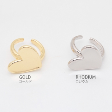 デザインリング 大きめハート 指輪 メタル オープンリング 15号内径約17.7mm(幅約23mm)（1ヶ）