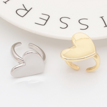 デザインリング 大きめハート 指輪 メタル オープンリング 15号内径約17.7mm(幅約23mm)（1ヶ）