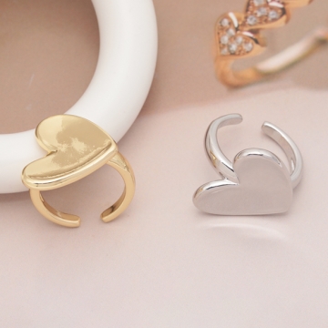 デザインリング 大きめハート 指輪 メタル オープンリング 15号内径約17.7mm(幅約23mm)（1ヶ）