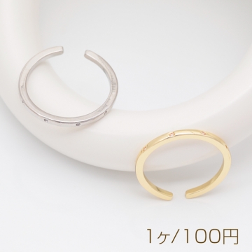 ファッションリング 細め 指輪 ピンキーリング オープンリング サイズ調整可 内径約16.4mm(幅約1.5mm)（1個）