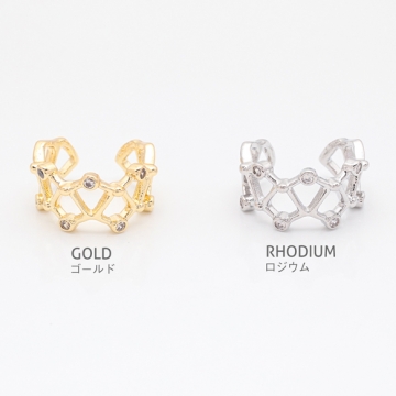 イヤーカフ スター 透かし ジルコニア付き ピアスホール不要 片耳 両耳 耳飾り メタルイヤーカフ 約9×15mm（1ヶ）