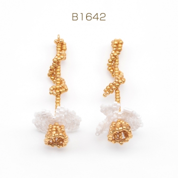 ビーズ編みパーツ お花 一輪 編みフラワー 手作り ビーズ編みチャーム 約20×50mm（1ヶ）