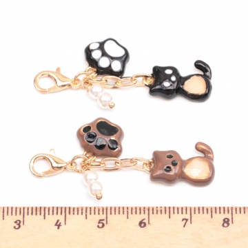 カニカン付きチャーム 猫 キャット 足跡 スマホチャーム マスクチャーム ねこストラップ キーホルダー（1ヶ）