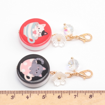 カニカン付きチャーム 猫柄プリント ねこ キャット スマホチャーム マスクチャーム ストラップ キーホルダー（1ヶ）