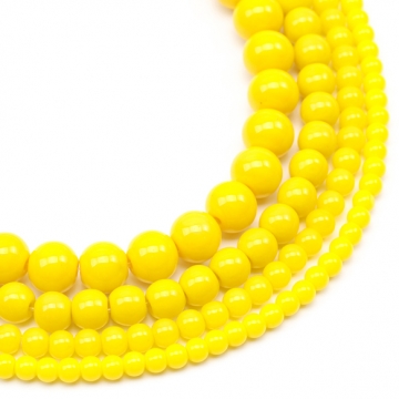 ガラスビーズ ラウンド 丸玉 丸形ビーズ イエロー 一連ビーズ 約4mm（1連(約95ヶ)）