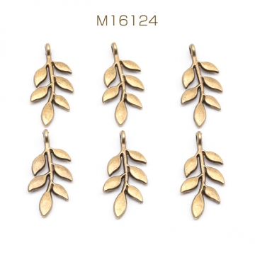 葉っぱチャーム リーフ シンプル アンティークゴールド 植物チャーム メタルチャーム 約12×24mm（6ヶ）