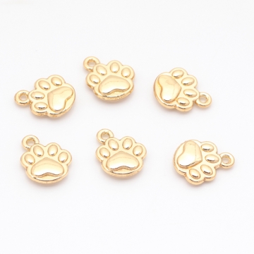 肉球チャーム にくきゅう 犬 猫 凹凸 プレート アニマル 動物チャーム メタルチャーム 約10×11mm（6ヶ）