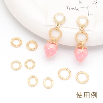 メタルフレームパーツ ラウンド ツイスト シンプル コネクターチャーム メタルパーツ メタルチャーム 約10mm（10ヶ）