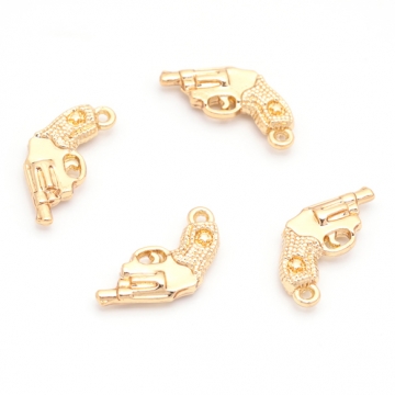 ピストルチャーム 星マーク付き 銃 鉄砲 武器 警察 ポリス スパイ メタルチャーム 約13×17mm（6ヶ）