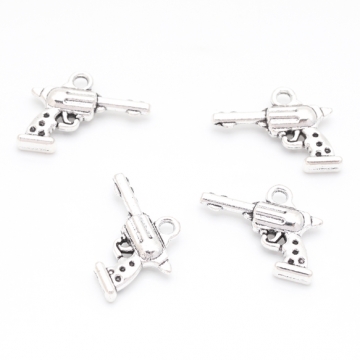 ピストルチャーム 銃 鉄砲 武器 警察 ポリス スパイ メタルチャーム 約16×20mm（4ヶ）