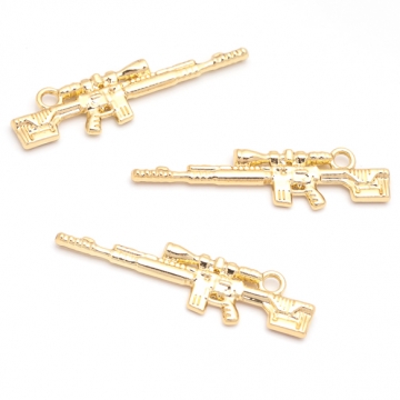 ピストルチャーム マシンガン 銃 鉄砲 武器 警察 ポリス スパイ メタルチャーム 約11×45mm（4ヶ）