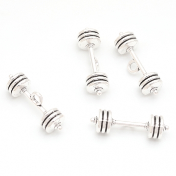 ダンベルチャーム 鉄アレイ バーベル 筋トレ ミニチュア スポーツチャーム メタルチャーム 約8×25mm（4ヶ）