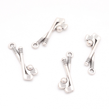 ゴルフチャーム ゴルフクラブ＆ボール ミニチュア スポーツチャーム メタルチャーム 約8×23mm（6ヶ）