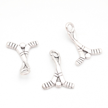 ホッケーチャーム ホッケースティック＆パック ミニチュア スポーツチャーム メタルチャーム 約17×22mm（6ヶ）