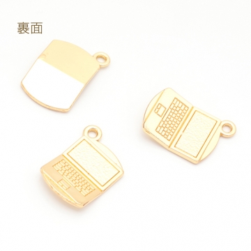 パソコンチャーム ノートパソコン PC ミニチュア メタルチャーム 約15×21mm（4ヶ）