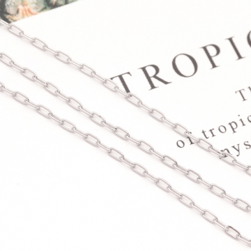 ステンレスチェーン オーバル シンプル デザインチェーン メタルチェーン 基礎金具 幅約1.5mm（1m）