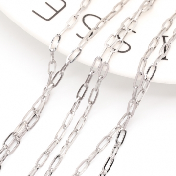 ステンレスチェーン 角あずき オーバル シンプル デザインチェーン メタルチェーン 基礎金具 幅約2.5mm（1m）