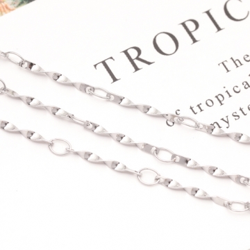 ステンレスチェーン ツイストスティック デザインチェーン メタルチェーン 基礎金具 幅約1.5mm（1m）