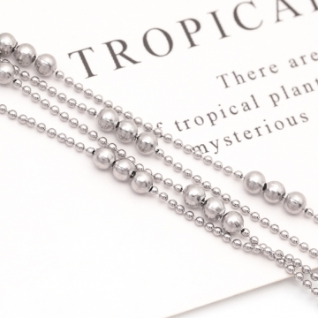 ステンレスチェーン 3連ビーズ 1.2mmボールチェーン デザインチェーン メタルチェーン 基礎金具 幅約3mm（1m）