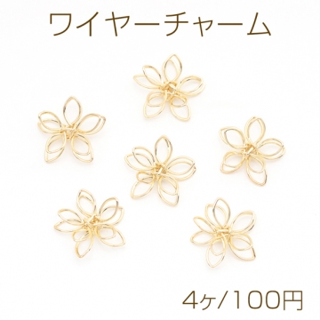 ワイヤーチャーム フラワー 二重 五弁花 お花の立体ワイヤーチャーム ワイヤーパーツ 約12mm（4ヶ）