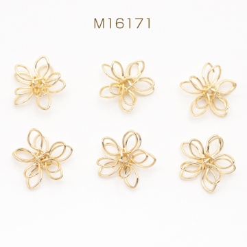 ワイヤーチャーム フラワー 二重 五弁花 お花の立体ワイヤーチャーム ワイヤーパーツ 約8mm（4ヶ）