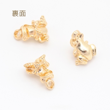 アニマルチャーム 立体カエル 動物チャーム ピアス ネックレス ハンドメイド素材 カン付き 約10×11mm (6ヶ)