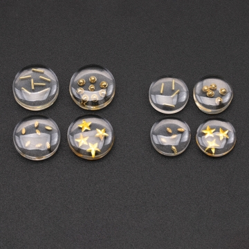 樹脂貼付けパーツ 丸型デコパーツ クリア 封入パーツ入り ヘアクリップ スマホなどデコレーションパーツ 約13mm(6ヶ)