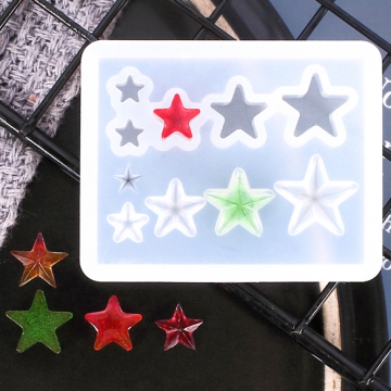 シリコンモールド 星型 スター フラット＆ダイヤモンドカット カボション レジン型 約0.7×4×5cm（1ヶ）